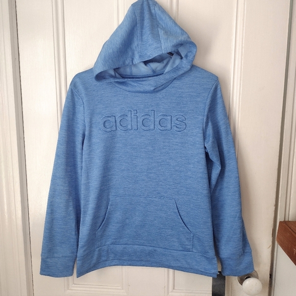 Girls Adidas Blue Hooded Sweatshirt XL - Picture 3 of 6
